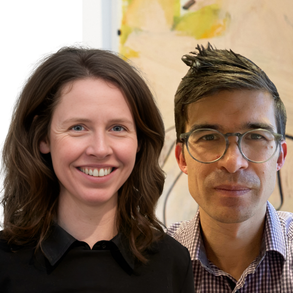 Head shot photo of Painter Kate Smith and Poet Lachlan Brown